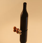 TURNED EBONY BOTTTLE & REDWOOD BOTTLE STOPPER